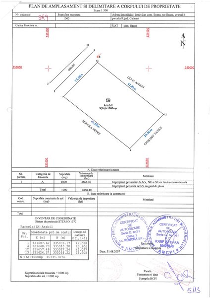 Ileana, jud. Calarasi, proprietar vand 1.000 mp, 25 x 40, 14.000 euro